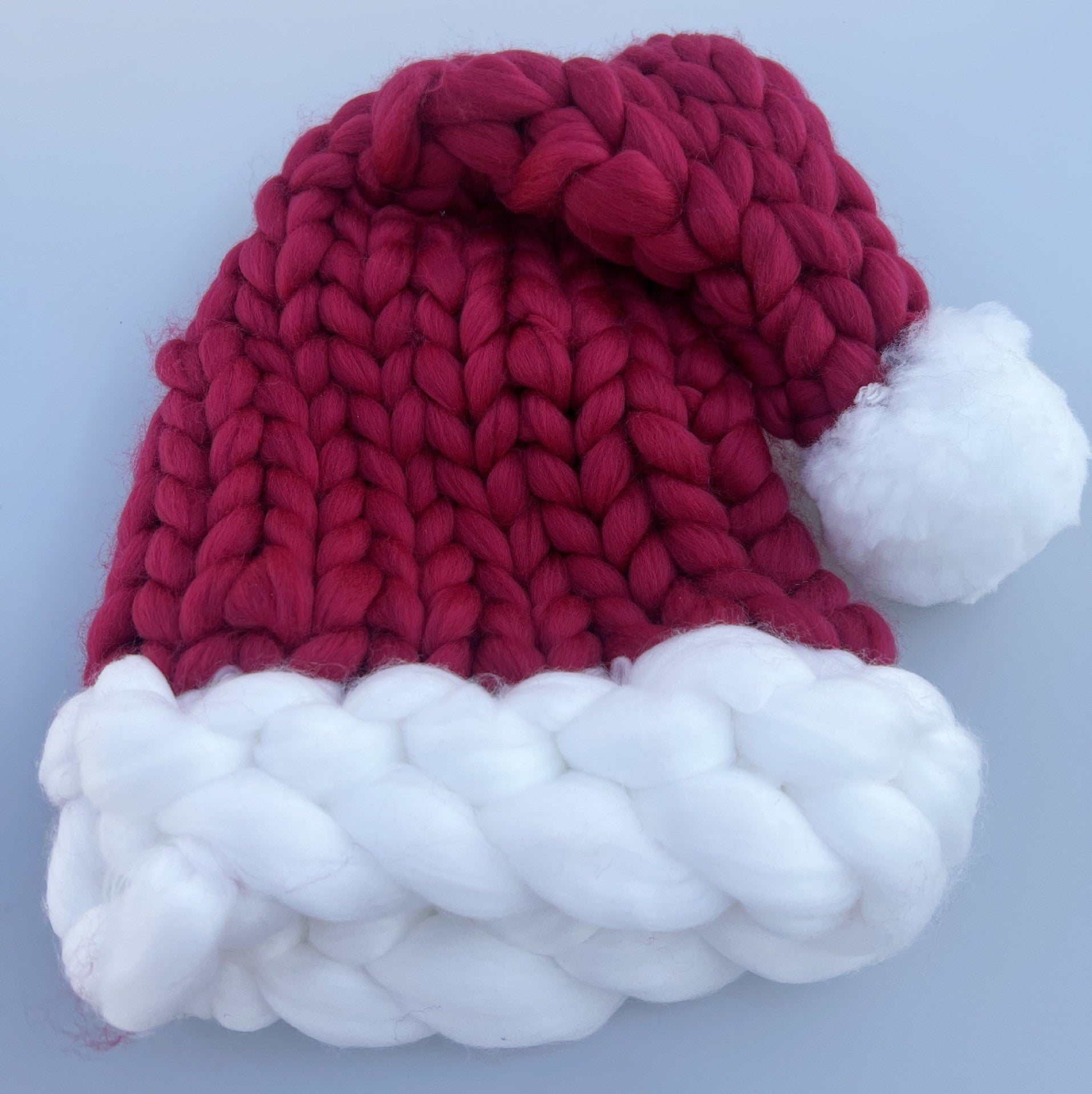 Cute Plush Knit Style Oversized Santa Hat with Puffball