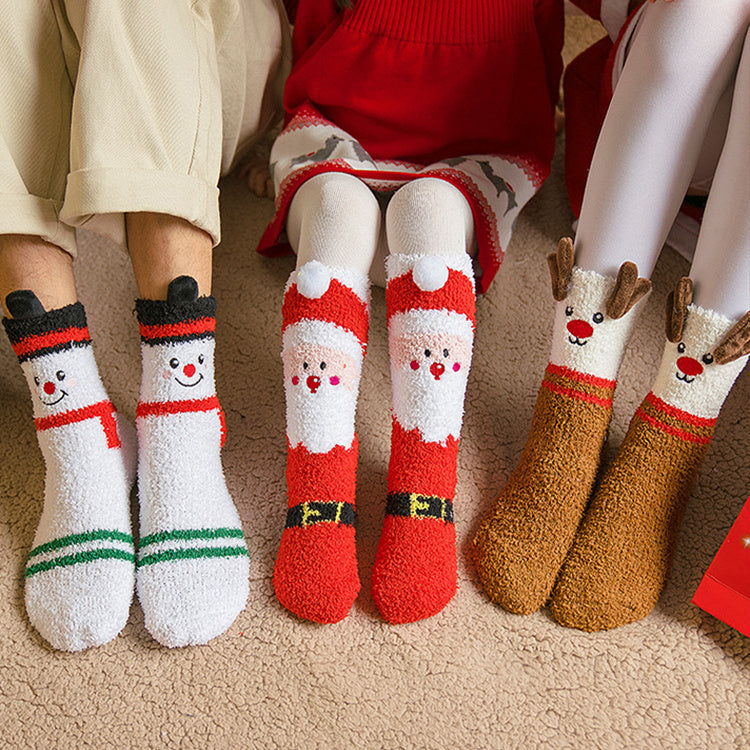 Ultra Soft Fleece Christmas Themed Crew Socks for Kids