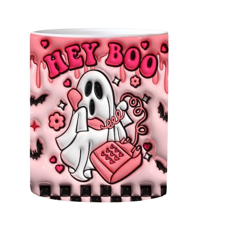 Colorful Halloween Themed Ceramic Coffee Mug in Various Colors