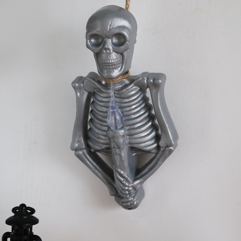 Gold or Silver Skeleton Wall Sconce with Spooky Red Light