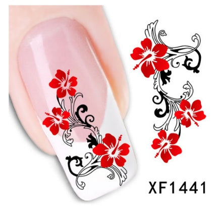 Bloemen en botanische zwarte nagelstickers voor thuisnagels