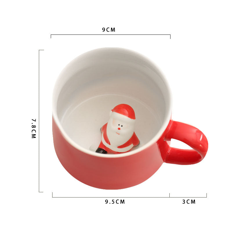 Festive Christmas Red Peek-a-Boo Figurine Wide-Mouth Ceramic Coffee Mug in Assorted Styles