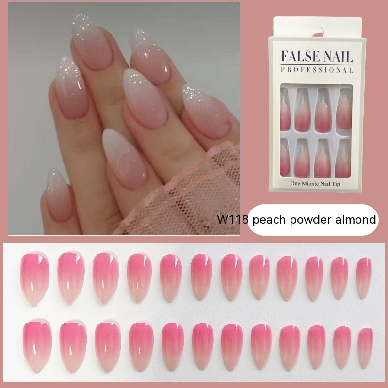 Women's Log Natural Almond Shaped French Nail Set in Nude