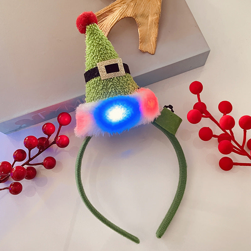 Christmas Tree Headband Hat with LED String Lights