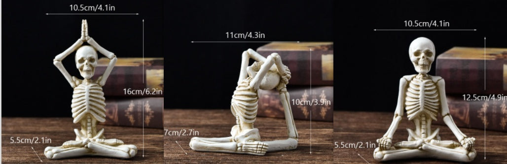 Skeleton in Yoga Poses Halloween Decorations with Non-Slip Base