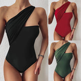 Women's One Piece Cold Shoulder Swimsuit with Sash