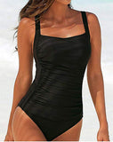 Women’s One Piece Solid Color Square Neckline Swimsuit