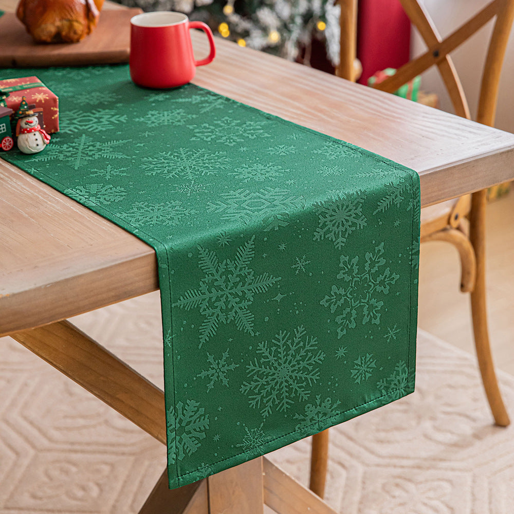 Elegant Satin Polyester Jacquard Christmas Table Runner in Assorted Colors