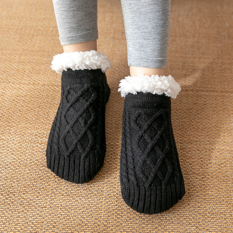 Soft Knit Style Winter Socks with White Fleece Lining in Multiple Colors