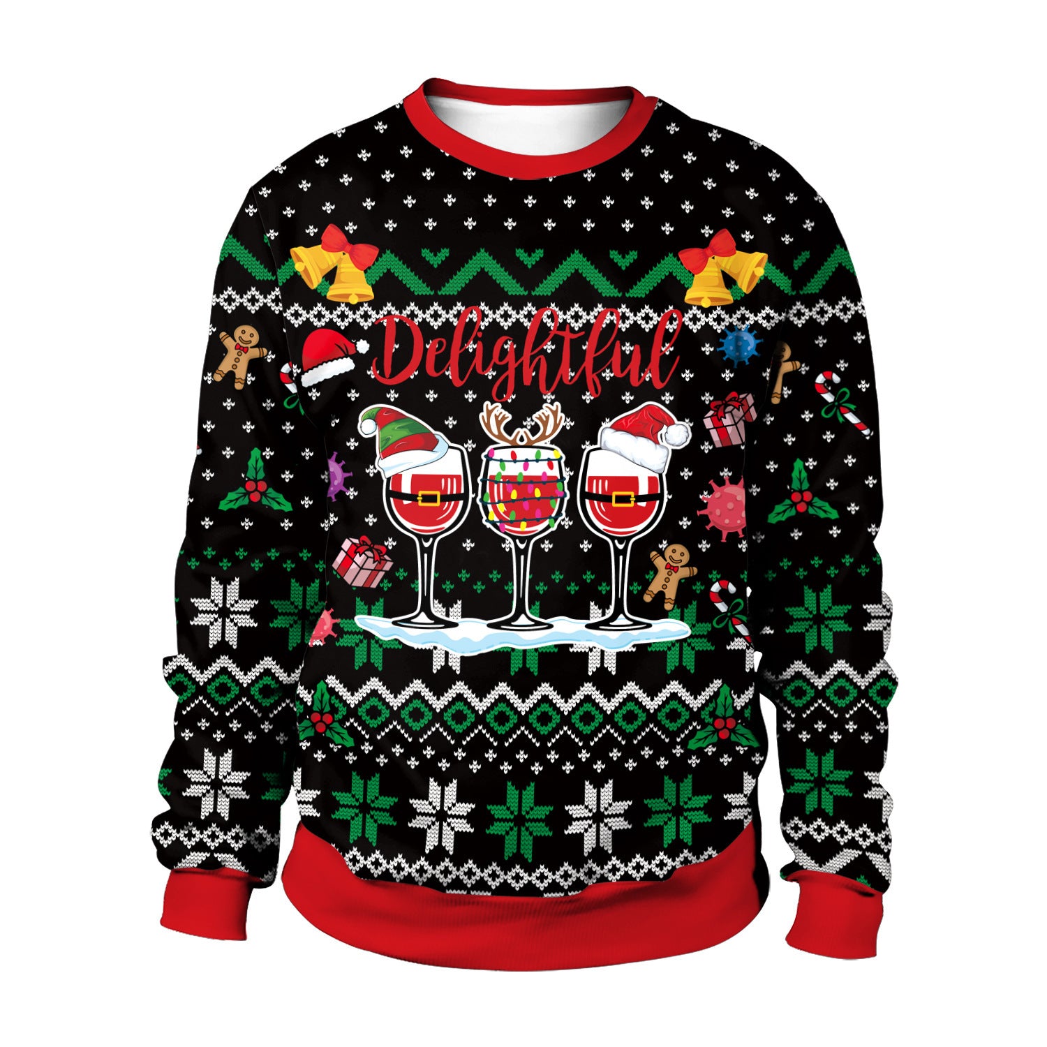 Funny Christmas Party Sweater with Reindeer, Elf and Santa Dabbing