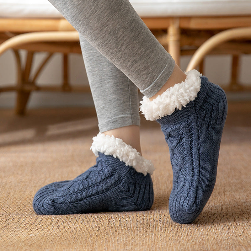 Soft Knit Style Winter Socks with White Fleece Lining in Multiple Colors