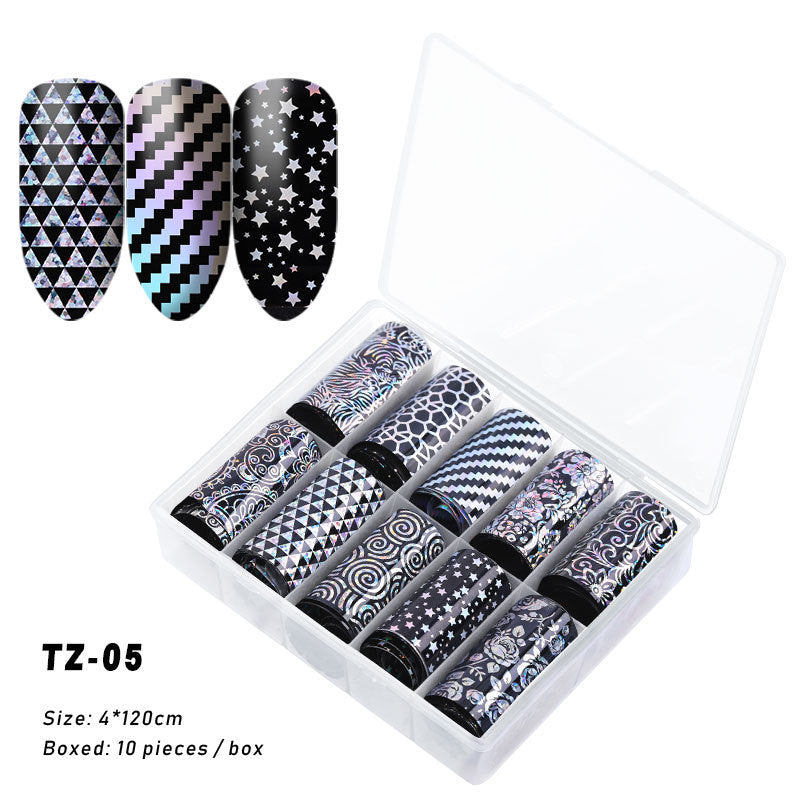 Multicolored and Multipatterned Nail Wraps 10 Piece Set