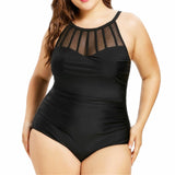 Women’s One Piece Plus Size Swimsuit with Mesh Bodice