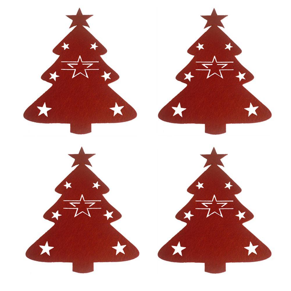 Fabric Christmas Tree & Star Holiday Dinner Silverware Holder Set in Assorted Quantities