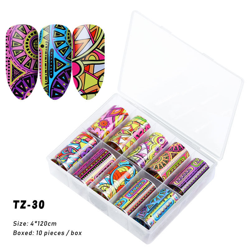 Multicolored and Multipatterned Nail Wraps 10 Piece Set