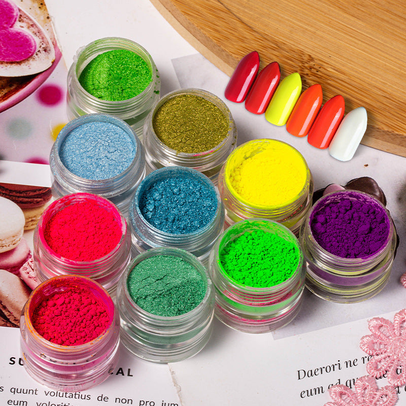 Multicolored Dye Powder for Nail Extensions in 6 Colors