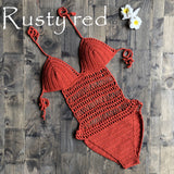 Women's One Piece Crochet Style Cutout Swmsuit