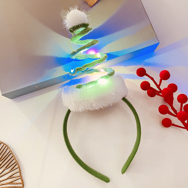 Christmas Tree Headband Hat with LED String Lights