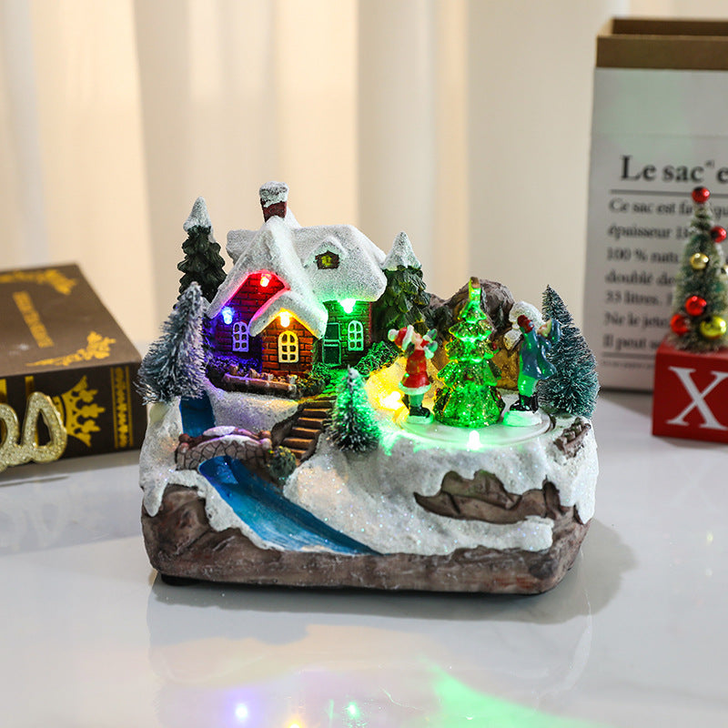 WINTRY VILLAGE MET MOVEN TREIN EN LED LICHT ONTWERPEN