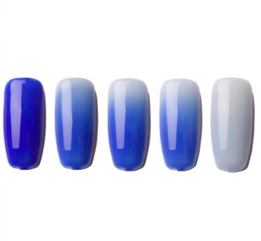 Ombre kleur korte stompe kist nagels in verschillende kleuren