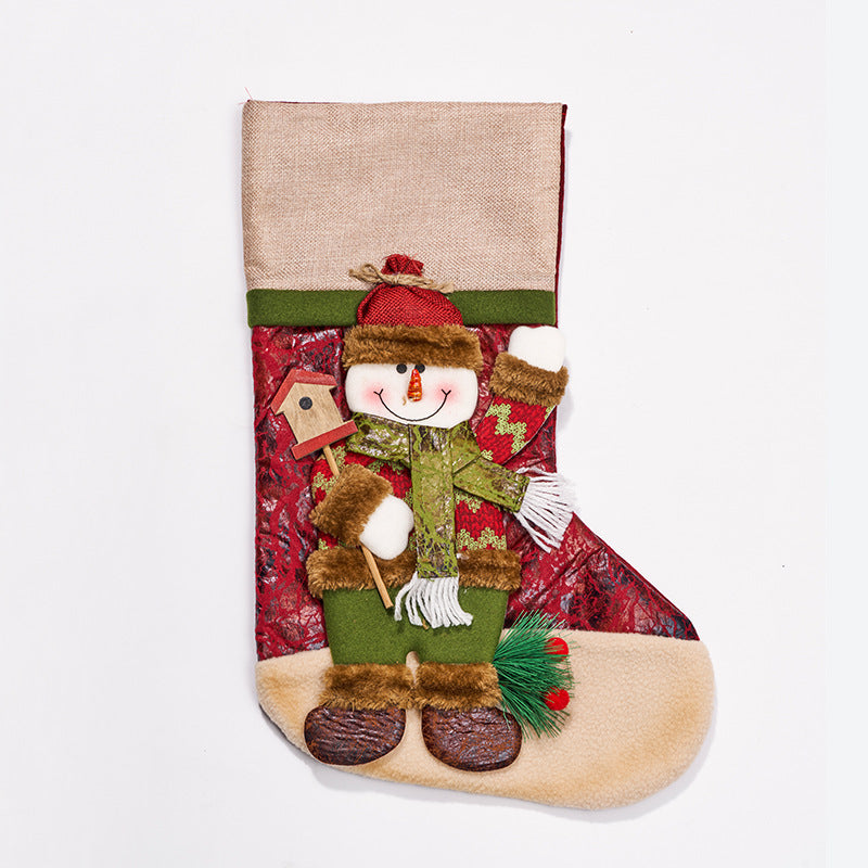 Farmhouse Style 3D Christmas Stocking with Santa, Reindeer and Snowman Options