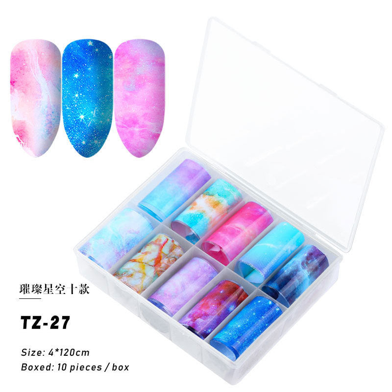 Multicolored and Multipatterned Nail Wraps 10 Piece Set