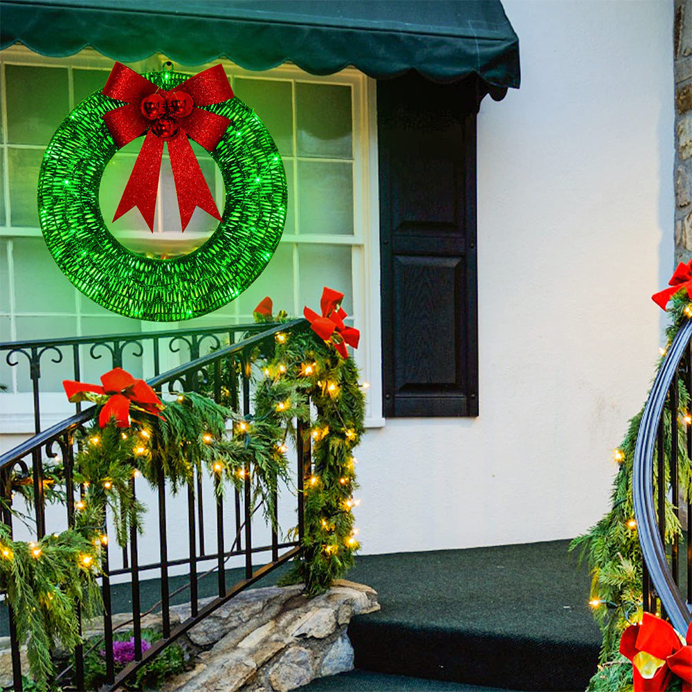 50 Centimeter Christmas Garland with LED Lights and Oversized Bow