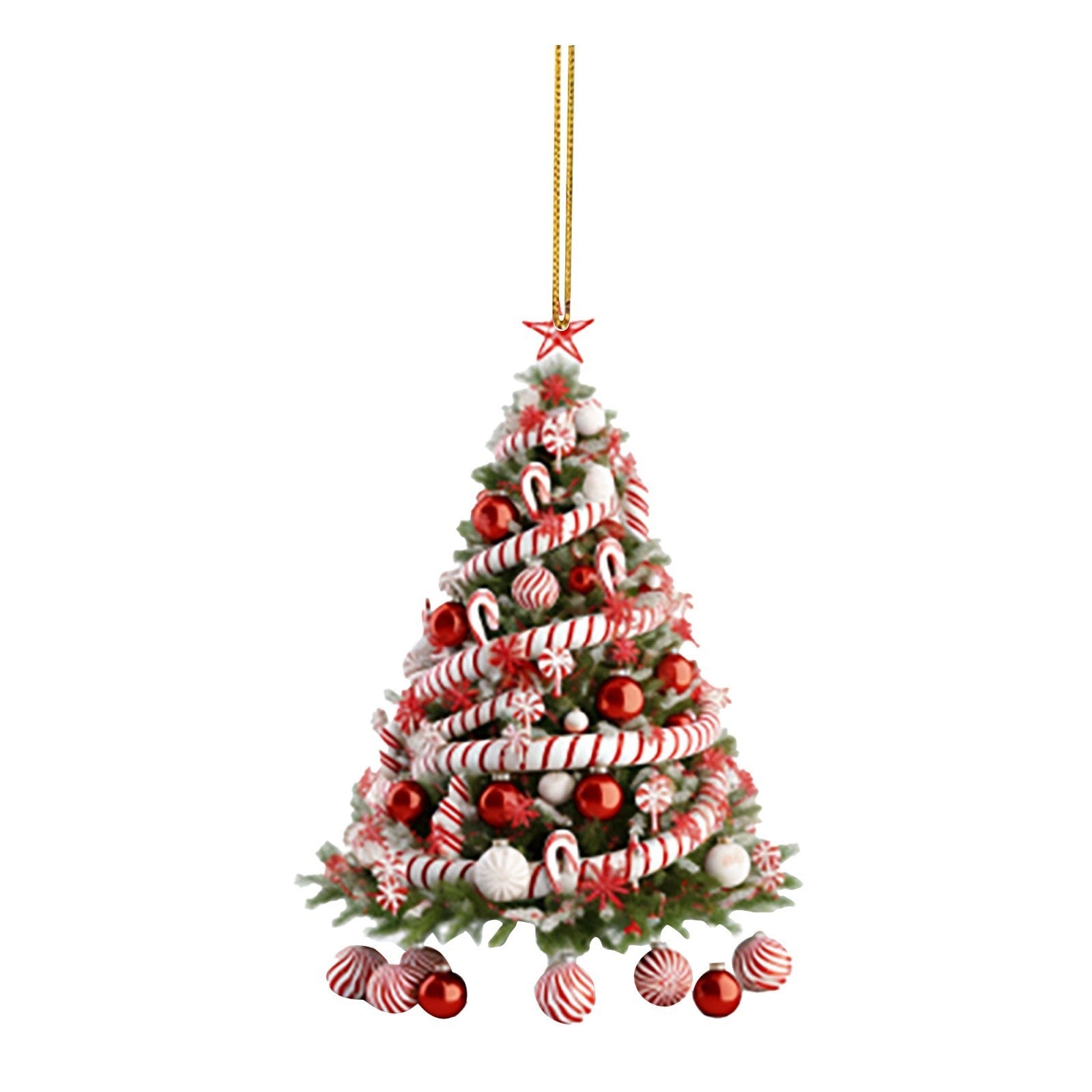 Colorful Christmas Tree Themed Ornament with Hanging Thread