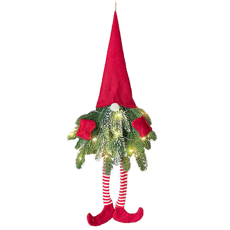 Whimsical Pine Gnome in Santa Hat Christmas Door Hanging Decoration