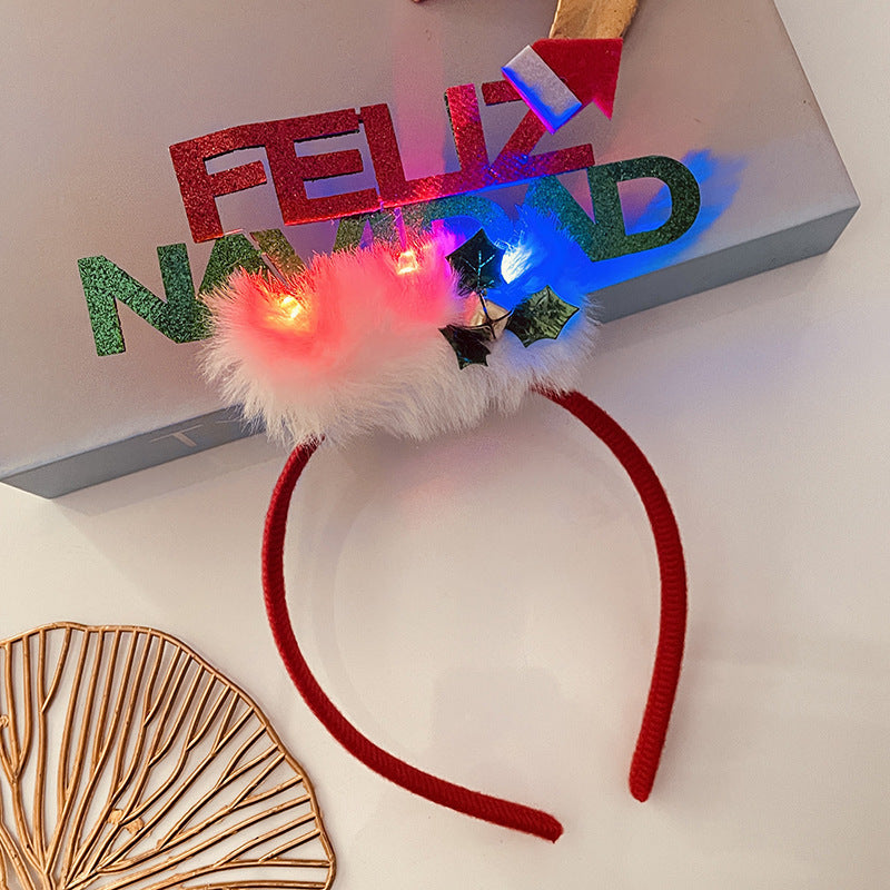 Christmas Tree Headband Hat with LED String Lights