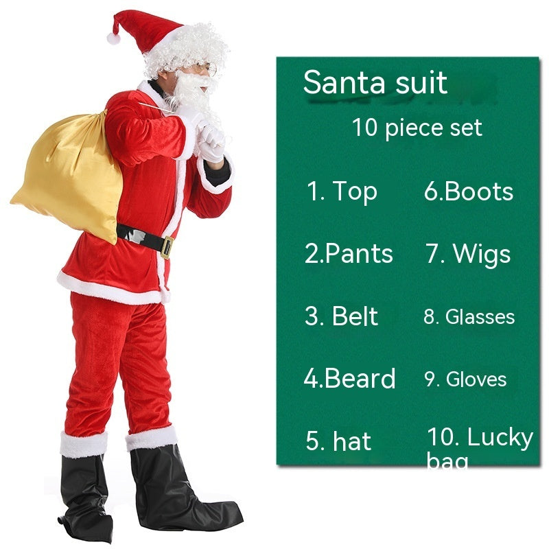 Adult Sized Full Body Santa Suit With Santa Hat and White Beard