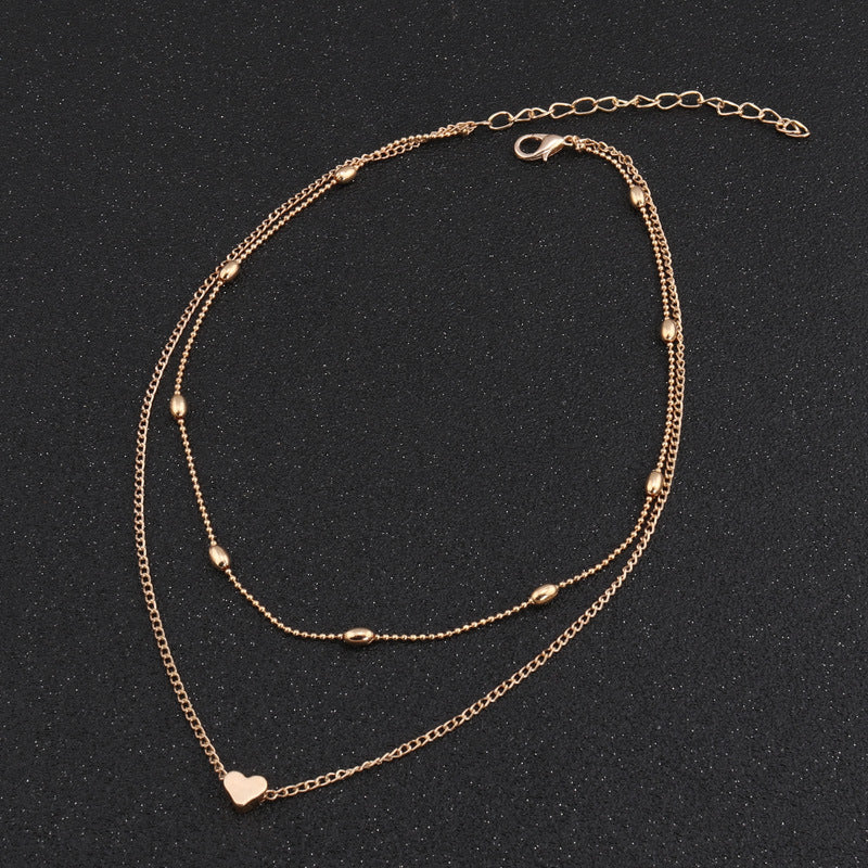 Double Strand Silver Heart Choker