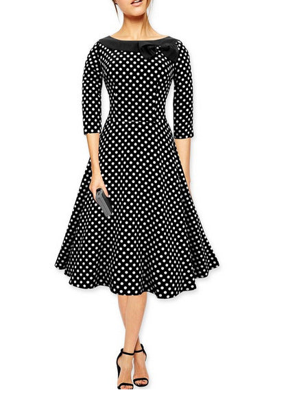 Polka-Dot Bow Fit & Flare Dress