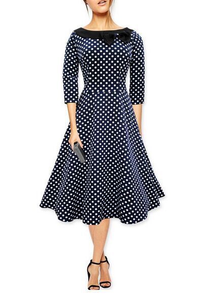 Polka-Dot Bow Fit & Flare Dress