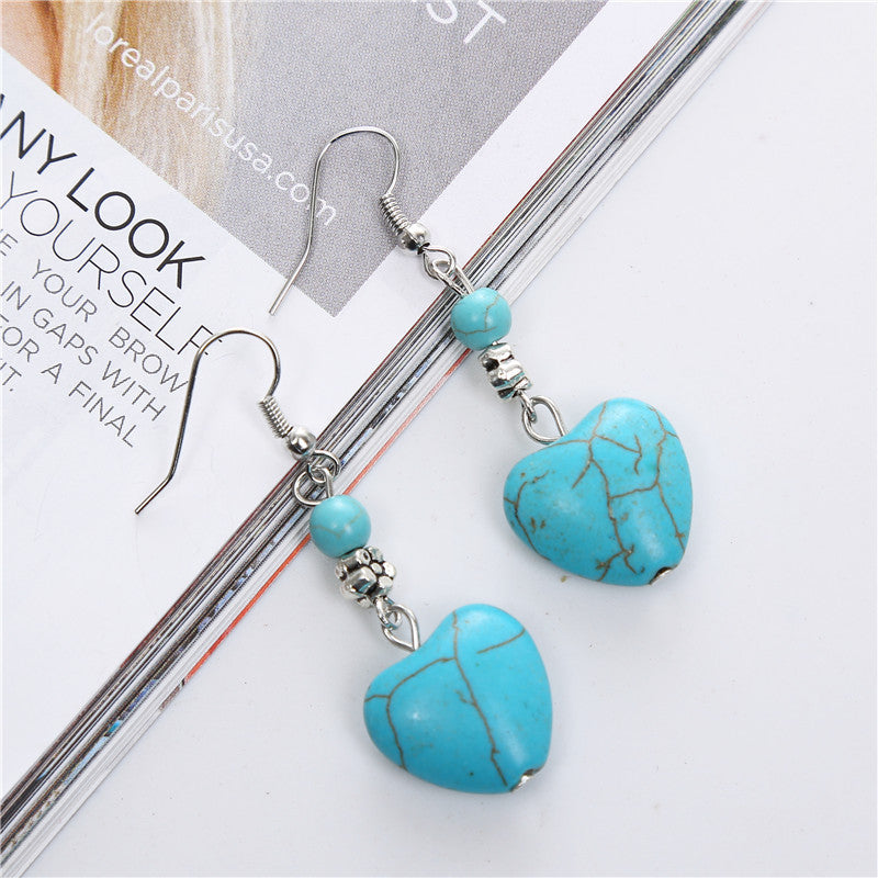 Heart Shaped Turquoise Drop Earrings.