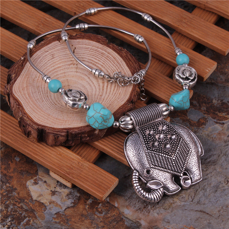 Elephant Charm Turquoise Necklace