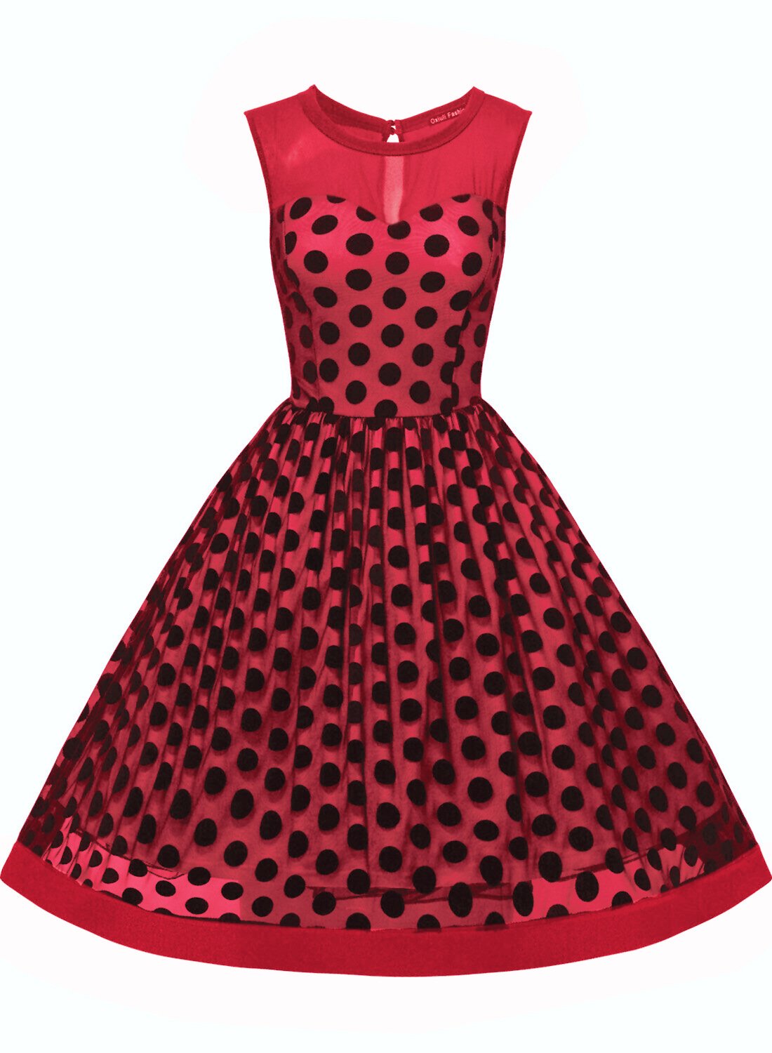 Velvet Polka Dot Sobreposição Vestido sem mangas