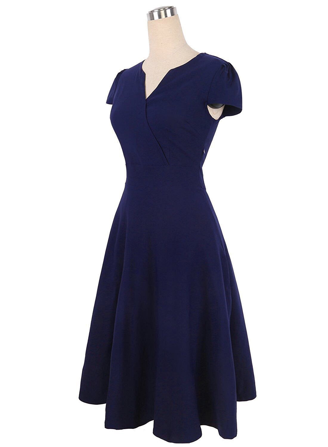 Notch Neck Cap Sleeve Dress