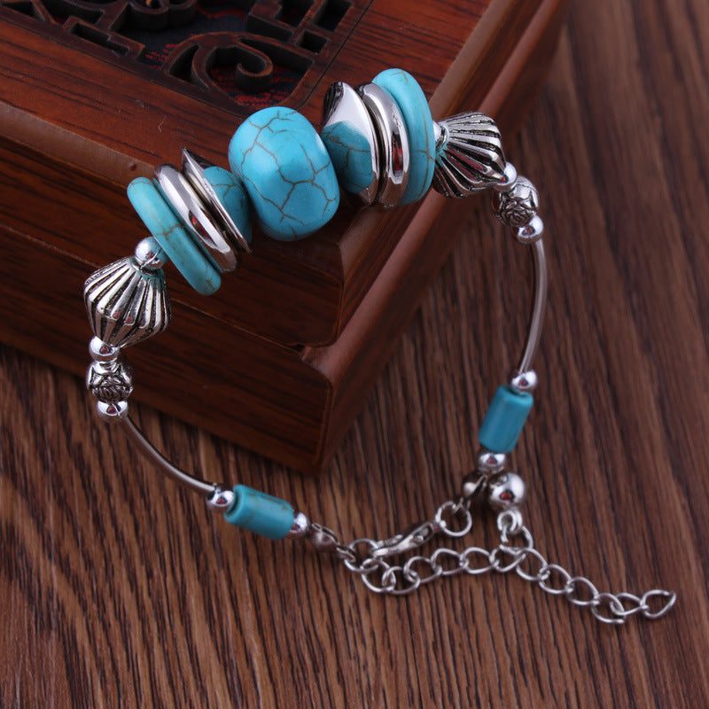 Turquoise Beaded Metal Bracelet