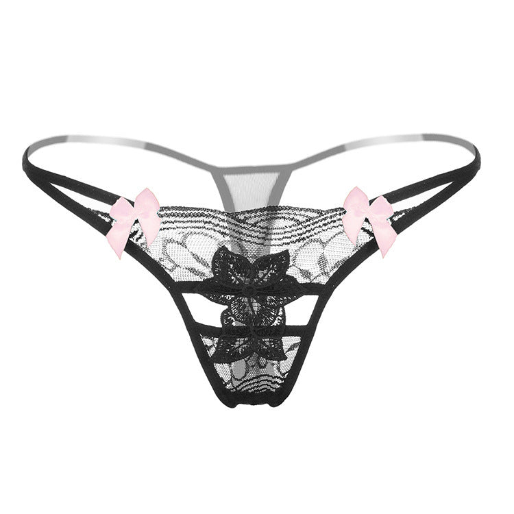 Applique Floral Lace Thong Panty