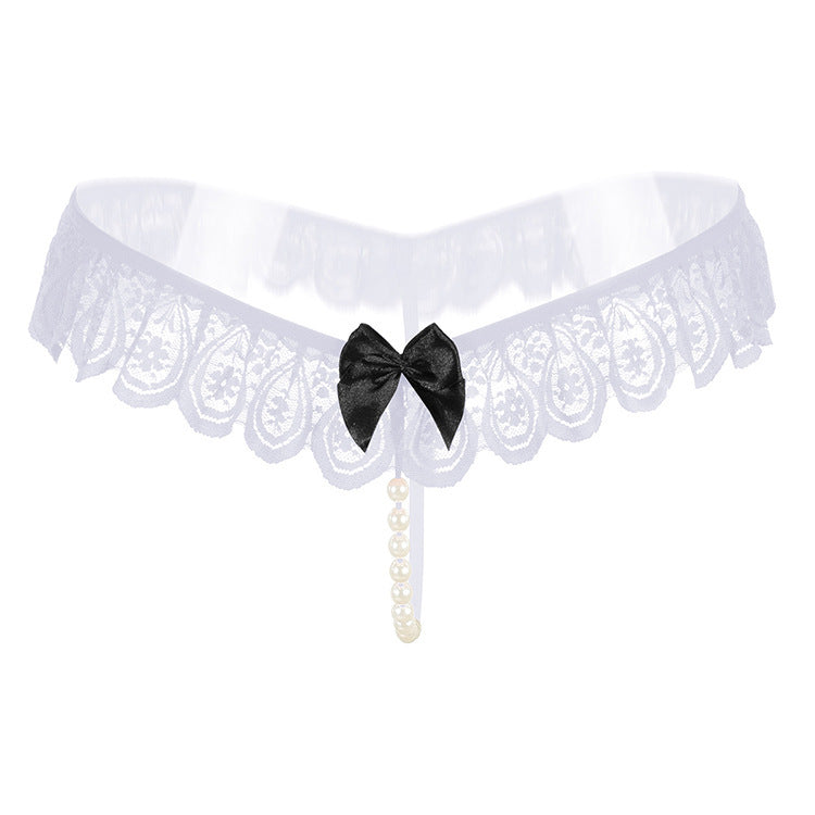 Teacrop Lace Peekaboo Pearl G String