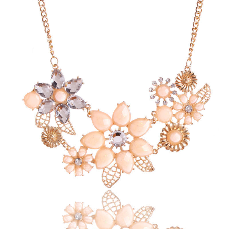 Pearlescent Pink Floral Necklace