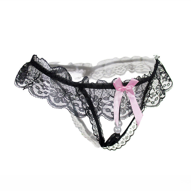 Peekaboo Pearl Cutout Lace Thong