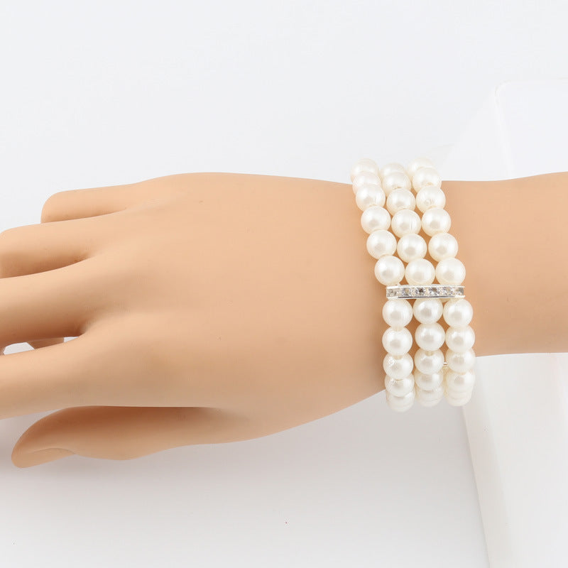 Three Tiered Faux Pearl Bracelet