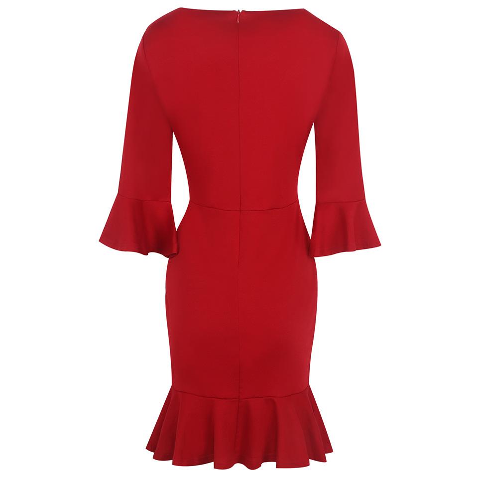 Ruffle Sleeve & Hem Sheath Dress