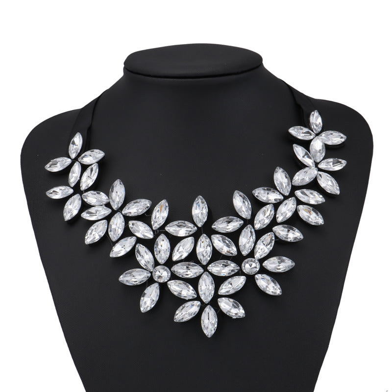 Rhinestone Floral Necklace