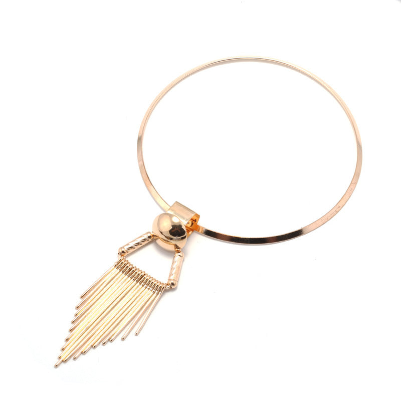 Geomatric Metallic Tassel Necklace