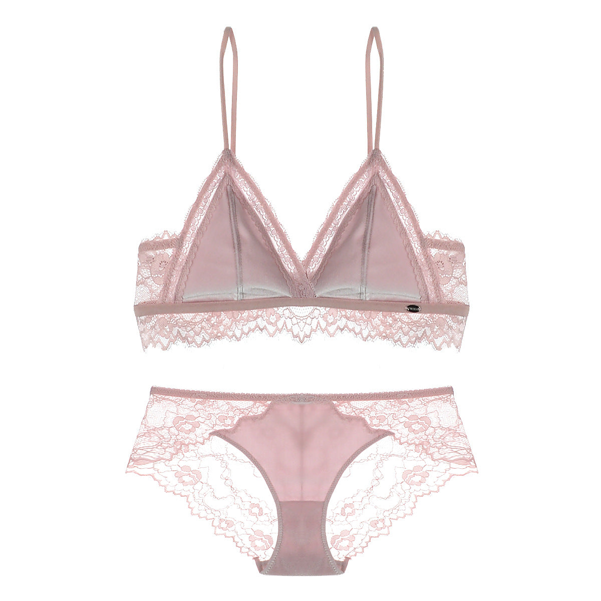 Satiny Lace Triangle beha en panty set