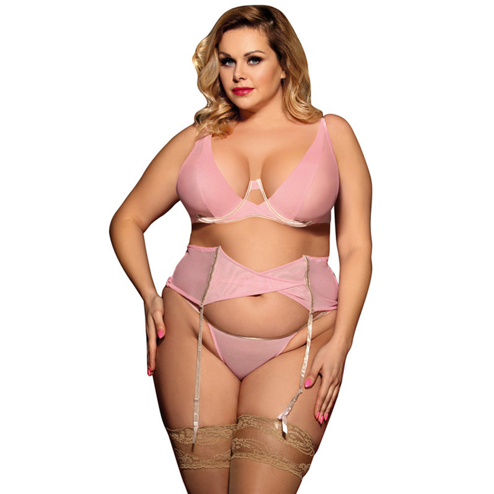 Plus size corset -stijl kousenband panty set