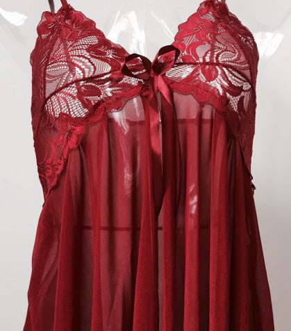 Conjunto de babydoll de renda da flor da bainha